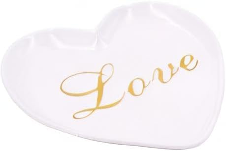 Stephanie Imports Heart-Shaped Love Ceramic Trinket Plate and Decorative Jewelry Dish