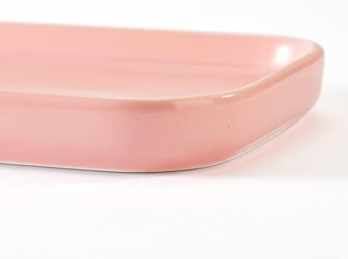 Ceramic Bathroom Tray,Kitchen Sink Organizer Tray,Cosmetics Holder (Pink)