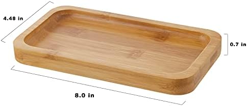 INIUNIK 2 Pack Glass Qtip Holder Dispenser with Bamboo Vanity Tray