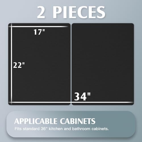 VERIFOST Under Sink Mat for Kitchen, 2 Piece Super Absorbent Undersink Mats for Bottom of Kitchen Sink, 34" X 22" Cuttable Under Sink Liner, Quick-Dry Under Bathroom Sink Mat, Black