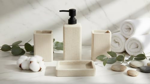 Hymmah Bathroom Accessories Set,Apartment Essentials Farmhouse Bathroom Decor,4 Pcs Resin Gift Set Apartment Necessities