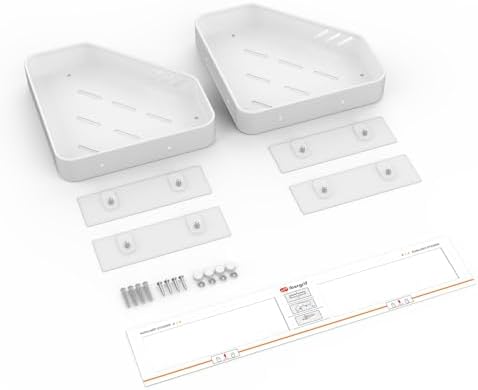 Ibergrif M34034W Shower Caddy Corner 2 Pack – Adhesive Wall Mounted White