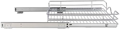 OCG Pull Out Cabinet Organizer (20.75" W x 17" D), Pull Out Shelves 1 Tier, Cabinet Slide Out Shelves for Base Cabinet Organization in Kitchen Bathroom Pantry, Bottom Mount, Chrome Finish