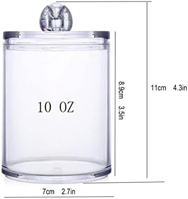 Surakey 3 Pack Qtip Holder Dispenser for Cotton Ball Cotton Swab Cotton Round Pads Floss - Clear Plastic Apothecary Jar Set for Bathroom Canister Storage Vanity Makeup Organizer