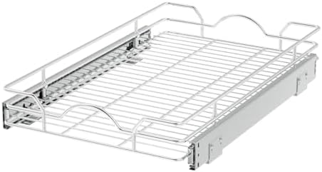OCG Pull Out Cabinet Organizer 2 Pack (15" W x 21" D), Pull out Shelves 1 Tier, Cabinet Slide Out Shelves for Base Cabinet Organization in Kitchen Bathroom Pantry, Bottom Mount, Chrome Finish