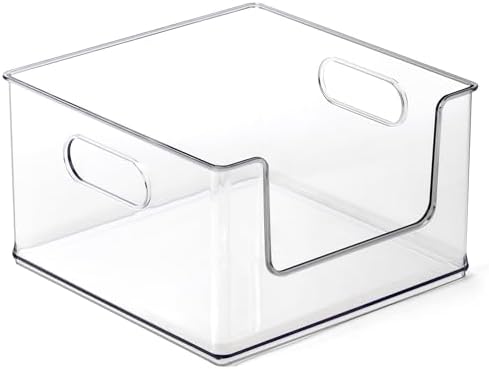 BINO | Stackable Plastic Storage Bins, Open-Front - Clear | THE CLARUS COLLECTION | Pantry Organizers and Storage Containers | Fridge Organizer Bins | Kitchen Cabinet Organizer | Medicine Cabinet Bin