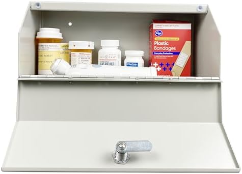 Wall-Mount Steel Medicine Cabinet with Key Lock