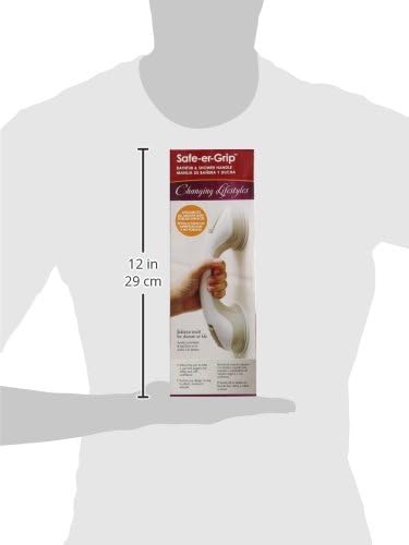 Safe-er-Grip Safe-er-Grip Changing Lifestyles Suction Cup Grab Bars for Bathtubs & Showers; Safety Bathroom Assist Handle, White & Grey, 12 inches (Pack of 3)