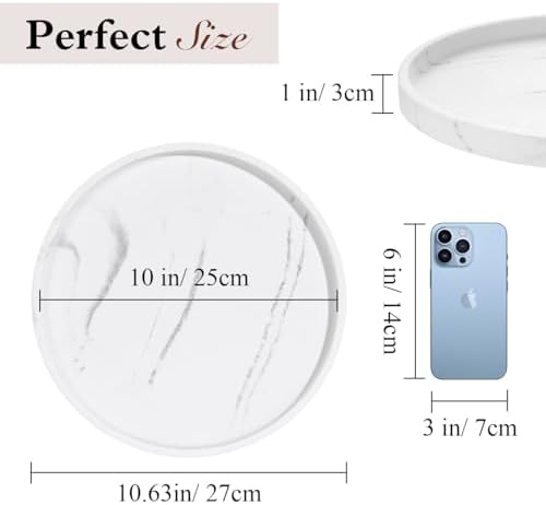 Luxspire 10.63" Resin Turntable Lazy Susan for Table Top, Gravel White