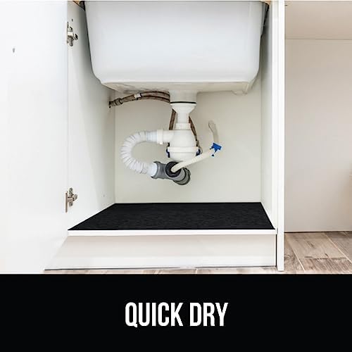 GORILLA GRIP LeakGuard Under Sink Mat for Kitchen Cabinet, 24x30 Black
