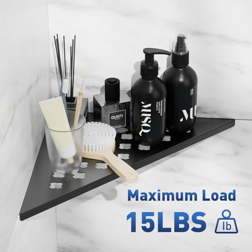 lives Shower Corner Shelf 2 Pack, 10-Inch 304 Stainless Steel, Black Floral