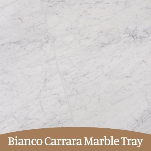 Koville Bianco Carrara Marble Tray, 12"x6" Decorative Tray for Countertop, Catchall for Perfume, Candles, Jewelry Dish