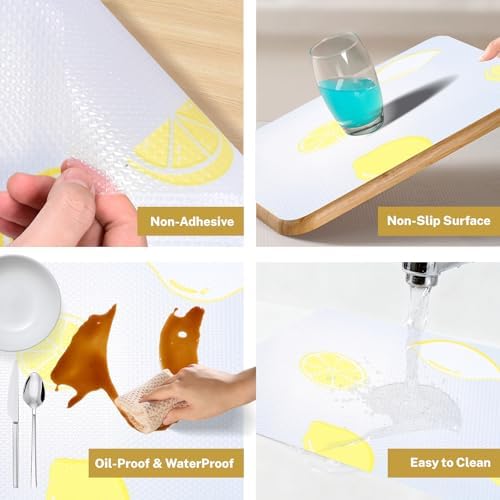 Kitchen Shelf Liner Cabinet Liners, Contact Paper for Cabinets Non Adhesive Refrigerator Liners Waterproof Fridge Mats, Dresser Drawer Liner Protector Mat for Bathroom Sinks 12 in X 20 Ft