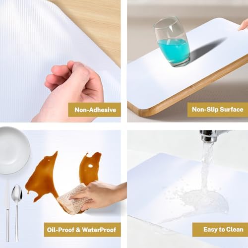 Shelf Liner Cabinet Liner, Kitchen Cabinets Non Adhesive Washable Drawer Liners for Dresser, Waterproof Durable Non Slip Refrigerator Cupboard Liner, Under Sink Mat 12 Inch x 20 FT(240 Inch)