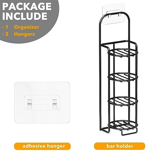 SpaceAid 4 Tier Shampoo Bar Holder for Shower, Self Draining Soap Bar Holders Caddy for Bathroom Wall and Kitchen Sink, Shampoo Bar Dish Rack, Stainless Steel Bar Soap Holder (Black)