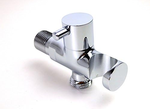 Modern Bathroom Brass Shower Wall Outlet Handheld Shower Spray Head Bracket Holder Supply Elbow Hose Connector with Water Shut Off Switch Flow Control Valve,Chrome