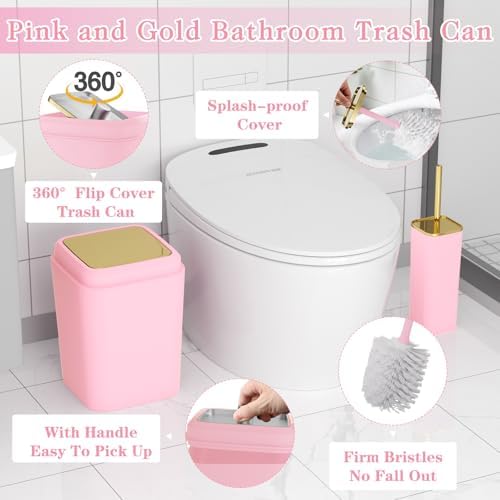 XLHOMO Pink Bathroom Set, Bathroom Sets with Shower Curtain and Rugs