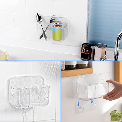 Diesisa Wall Mount Organizer, Adhesive Shelf, 2 Compartments Wall Shelves