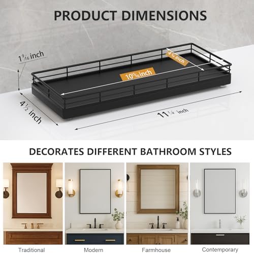 Bathroom Tray for Counter Top Organizer, Oak Wood Vanity Tray