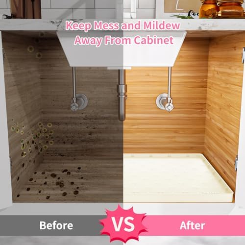 Sdpeia Under Sink Mat 22"×19" Waterproof Silicone Cabinet Liner & Sink Protector for Kitchen & Bathroom, Multi-Purpose Organizers Tray for Pets, Laundry, Cat Litter Mat