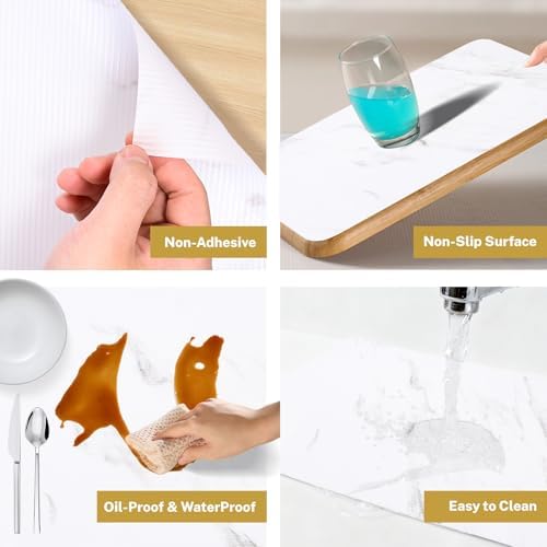 Shelf Liners for Kitchen Cabinets Non Adhesive, Drawer Liner Cutting Mat 12 Inch x 20 FT, Cabinet Protectors Fridge Liners for Refrigerator, Pantry Organizers Storage, RV, Dorm Room Essentials