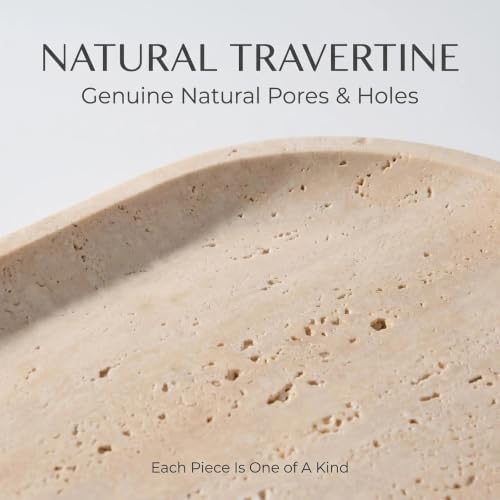Travertine Bathroom Vanity Tray, 12"x6" Decorative Marble Tray for Kitchen Countertop, Elegant Stone Catchall Organizer for Perfume, Jewelry and Soap