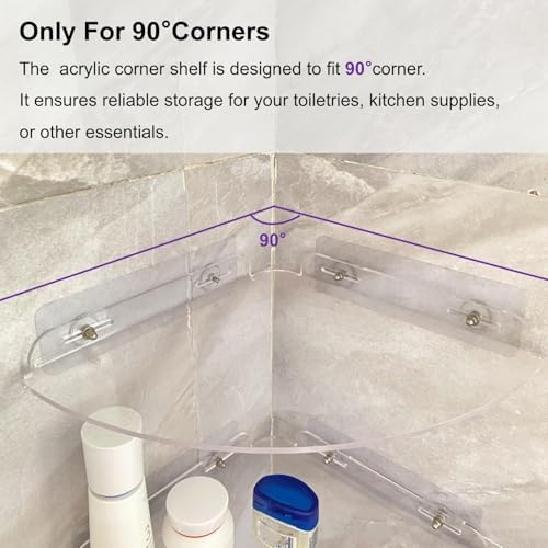 Acrylic Corner Shelves, Adhesive Shelf, Shower Caddy Organizer for Home Decor,Clear Shower Shelf,No Drilling Wall Mounted Bathroom Shelves