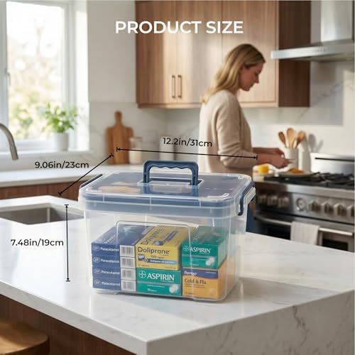 Pulseplay Clear Medicine Storage Box with Handle Blue