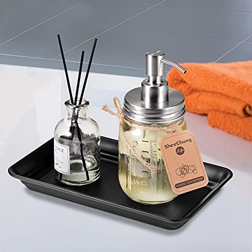 SheeChung Metal Vanity Tray, Bathroom Counter Storage Tray, Black 4 Pack