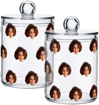 Personalized Custom 4 Pack Qtip Holder Dispenser with Lids, Storage Containers,Bathroom Canisters Organizer for Cotton Ball, Cotton Swab, Cotton Round Pads, Floss