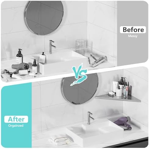 Qeke Corner Shower Shelves, 12” Recessed Tile Shower Shelf Brushed, 1 Pack