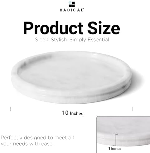 Radicaln Round Marble Tray for Vanity & Bathroom Counter, 10" Serving Tray