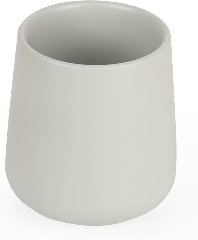 INGOFIN Ceramic Toothbrush Holder, 12 oz Grey Bathroom Toothpaste Cup | Toothbrush and Toothpaste Holder Cup for Bathroom Vanity and Hotel Countertop Organizer, for Cosmetic Makeup Office Pencils