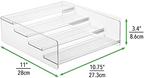 mDesign Plastic Bathroom Storage Organizer Shelf for Cabinet, Vanity, Countertop - Holds Vitamins, Supplements, Medicine Bottles, Nail Polish, Makeup - 4 Levels - Ligne Collection, Clear