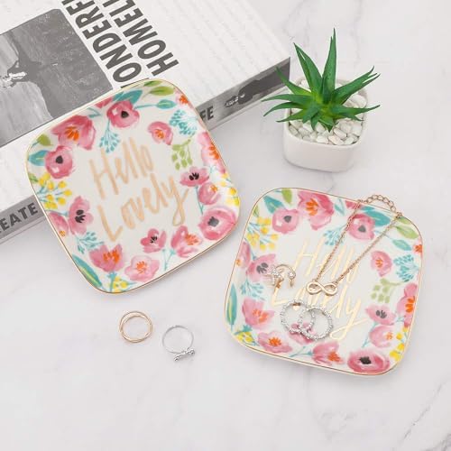 Stephanie Imports Hello Lovely Ceramic Trinket Plate and Decorative Jewelry Dish
