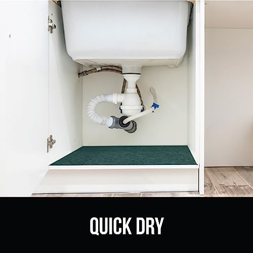 GORILLA GRIP LeakGuard Under Sink Mat for Kitchen Cabinet, 24x24 Green