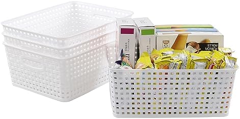 Plastic Storage Baskets for Shelf, 4 Packs