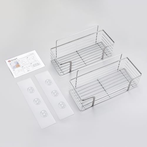Ibergrif M34036B Shower Caddy 2 Pack Adhesive Wall-Mounted Silver