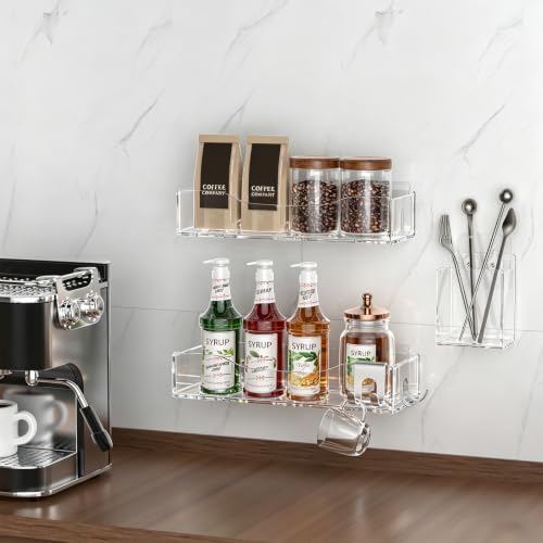 Clear Acrylic Shower Caddy Organizer Shelves, Adhesive Wall Storage 5-Pack