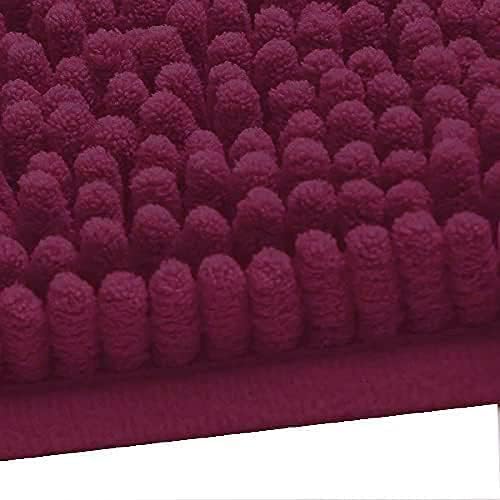 Madeals Long Bathroom Rugs Chenille Runner Bathroom Mat Kitchen Rug Burgundy