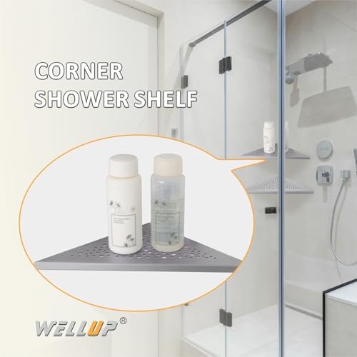 WELLUP Corner Shower Shelf Brushed Nickel 2 Pack,10" Shelf for Tiled Wall