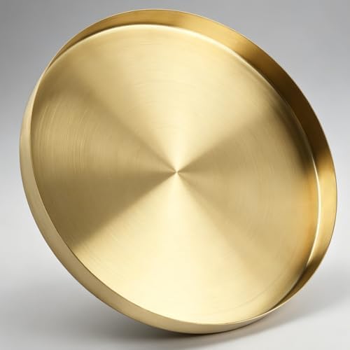 Gold Serving Tray, 30cm/12 inch, Stainless Steel Round