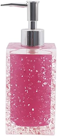 Resin Soap Dish, Soap Dispenser, Toothbrush Holder & Tumbler Bathroom Accessory 5 Piece Set (Pink)