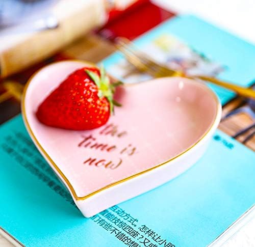 Stephanie Imports Heart-Shaped The Time is Now Ceramic Trinket Plate and Decorative Jewelry Dish