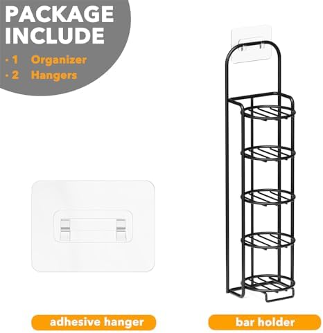 SpaceAid 5 Tier Shampoo Bar Holder for Shower, Self Draining Soap Bar Holders Caddy for Bathroom Wall and Kitchen Sink, Shampoo Bar Dish Rack, Stainless Steel Bar Soap Holder (Black)