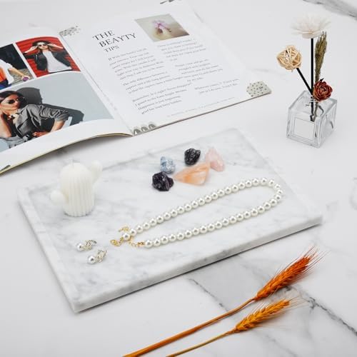 Real Luxurious Natural Marble Tray - 12x8 Inch Marble Vanity Tray