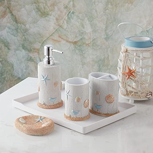 Sweet Home Collection Bathroom Accessories Sets Unique Collections Modern Classic Contemporary Decorative Beautiful Designs Bath Shower Tub Décor, 4 Piece, Ocean Star