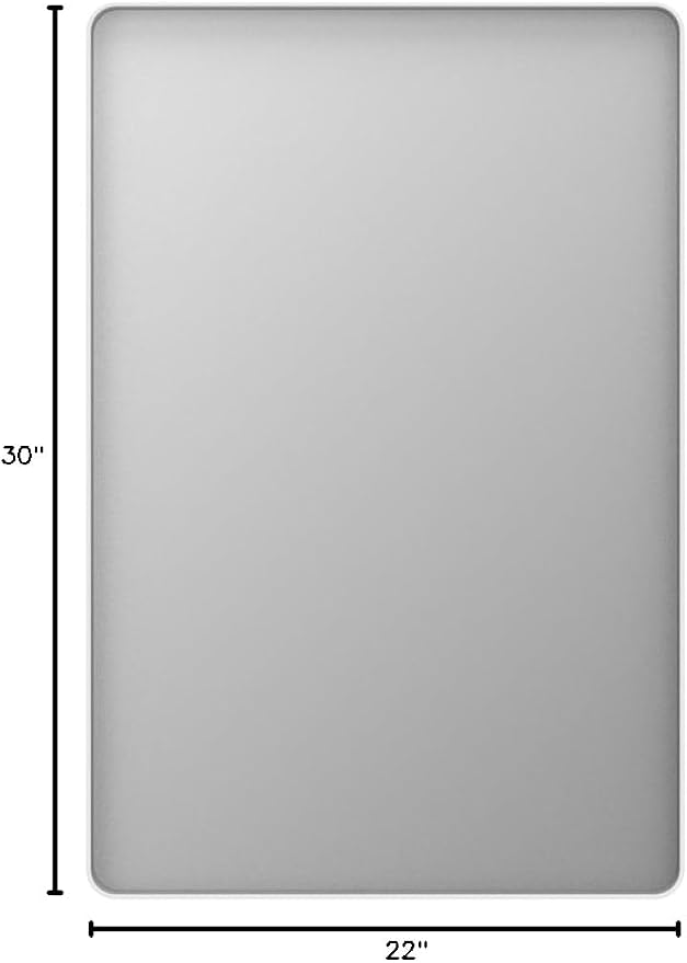 LOAAO 22x30 Inch White Metal Framed Bathroom Mirror for Wall, White Bathroom Vanity Mirror Farmhouse, Large Rounded Rectangle Mirror, Anti-Rust, Hangs Horizontally or Vertically | Rounded Rectangle, Anti-Rust, Hangs Horizontally or Vertically