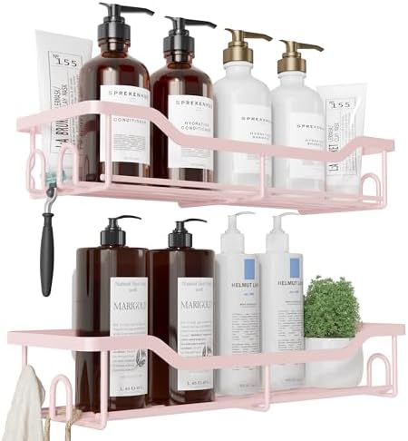 Kitsure Shower Caddy, Adhesive Shower Organizer, Large, Pink