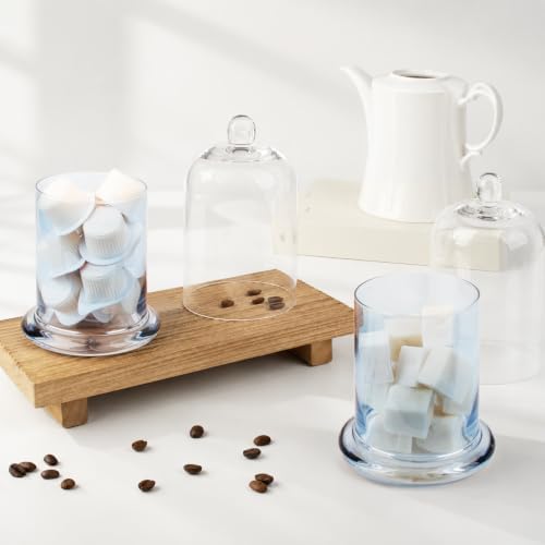 rejomiik Qtip Holder Glass Apothecary Jars with Lids Bathroom Storage Blue